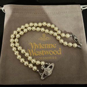 Unisex silver/pearl necklace NEW IN BOX